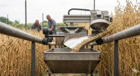 Grain harvest robot operating on dual-pipe rail system